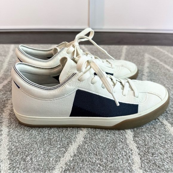 Rothy’s White and Navy Blue Lace Up Sneakers - Picture 2 of 9
